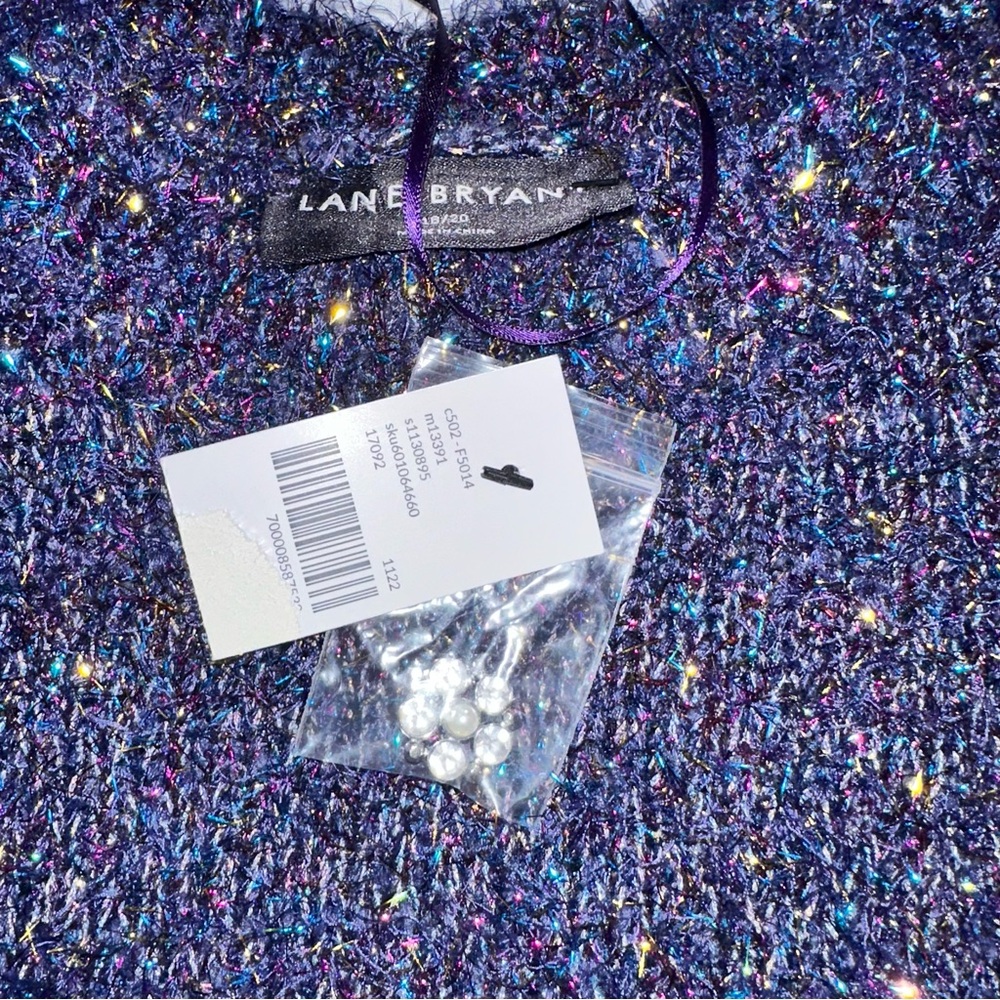 NWT LANE BRYANT Multicolor Metallic Sweater with Sparkly Buttons - 18/20 - Picture 4 of 5
